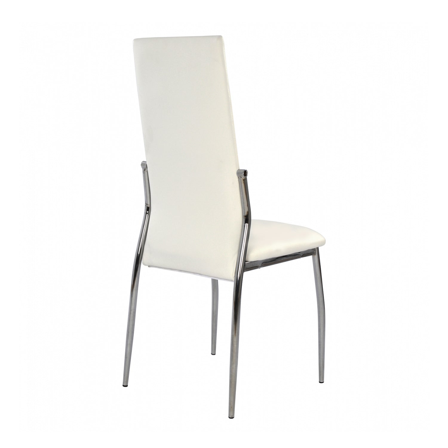 Set Of 2 Padded Whitedining Chairs In Chrome Finish Solid White Dining Room Dining Chairs Faux Leather