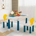 Multi Functional Rectangular Block Table Gray Yellow With Diy Blocks Colorful Polypropylene