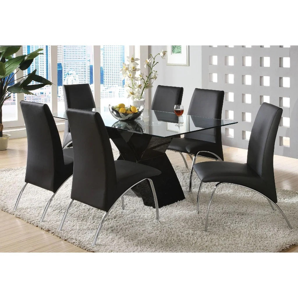 Upholstered Side Chairs In Black And Chrome, Set Of 2 Solid Black Dining Room Side Chair Faux Leather