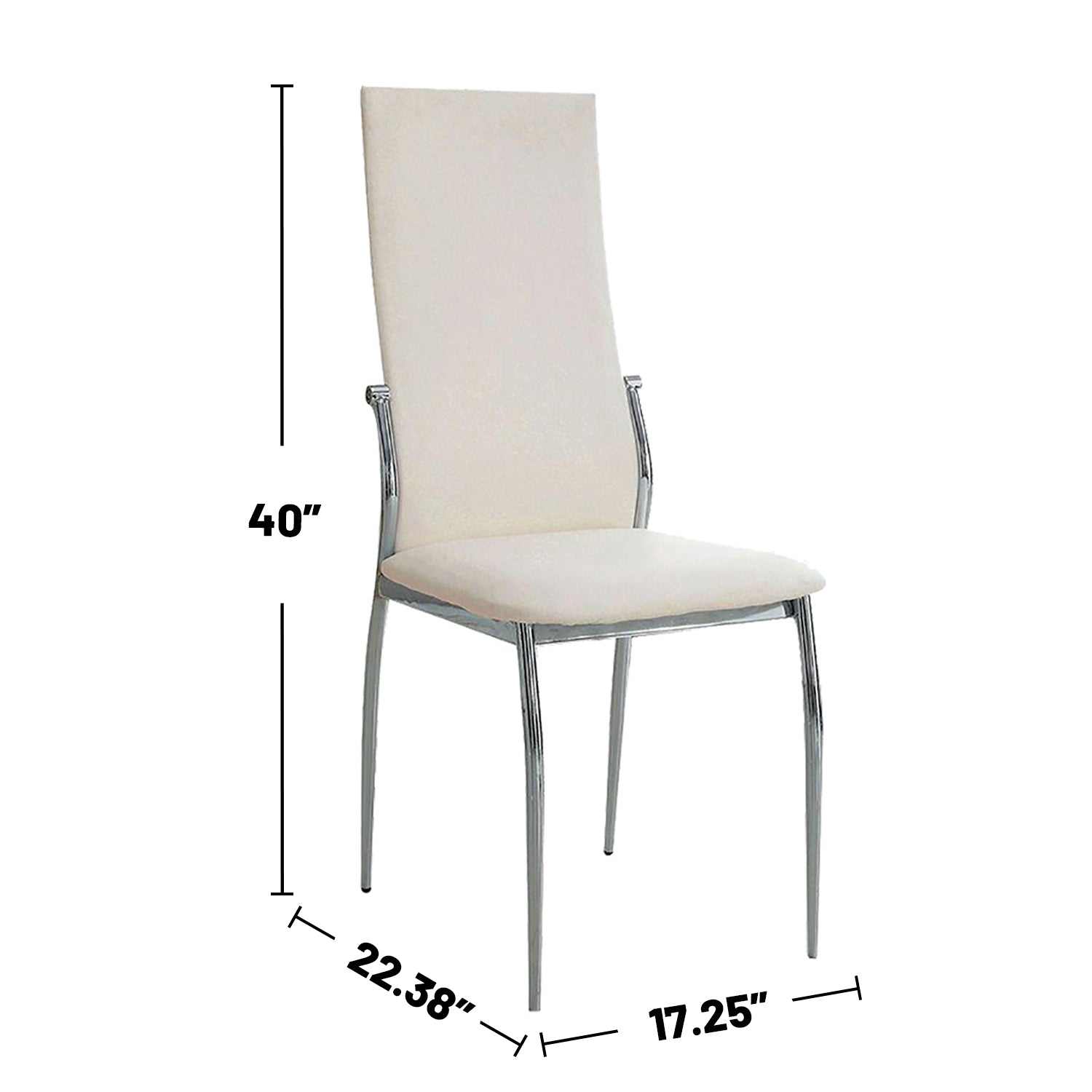 Set Of 2 Padded Whitedining Chairs In Chrome Finish Solid White Dining Room Dining Chairs Faux Leather