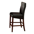 Set Of 2 Paddedcounter Height Chairs In Brown Cherry And Black Solid Black Dining Room Faux Leather