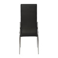 Set Of 2 Padded Blackdining Chairs In Chrome Finish Solid Black Dining Room Dining Chairs Faux Leather