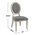 Set Of 2 Padded Gray Fabric Dining Chairs In Antique White Finish Solid Antique White Dining Room Dining Chairs Wood Fabric