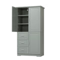 Tall and Wide Storage Cabinet with Doors for Bathroom grey-mdf