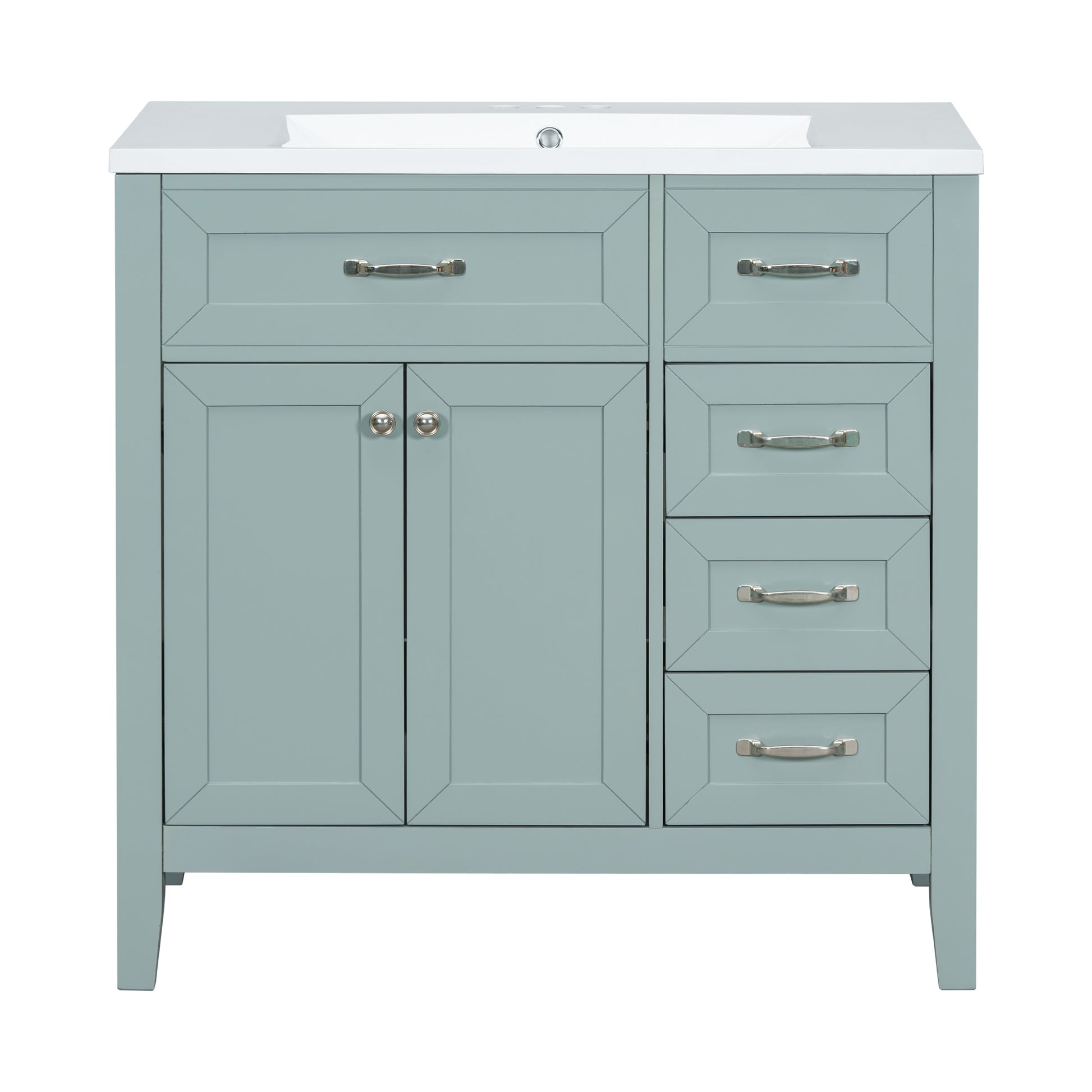 36" Bathroom Vanity With Sink Combo, Green Bathroom Cabinet With Drawers, Solid Frame And Mdf Board Green Solid Wood Mdf