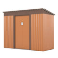 4.2 X 9.1 Ft Outdoor Storage Shed, Metal Tool Shed With Lockable Doors Vents, Utility Garden Shed For Patio Lawn Backyard,Brown Brown Metal