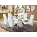 Set Of 2 Paddedside Chairs In White And Chrome Solid White Dining Room Side Chair Faux Leather