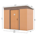 4.2 X 9.1 Ft Outdoor Storage Shed, Metal Tool Shed With Lockable Doors Vents, Utility Garden Shed For Patio Lawn Backyard,Brown Brown Metal