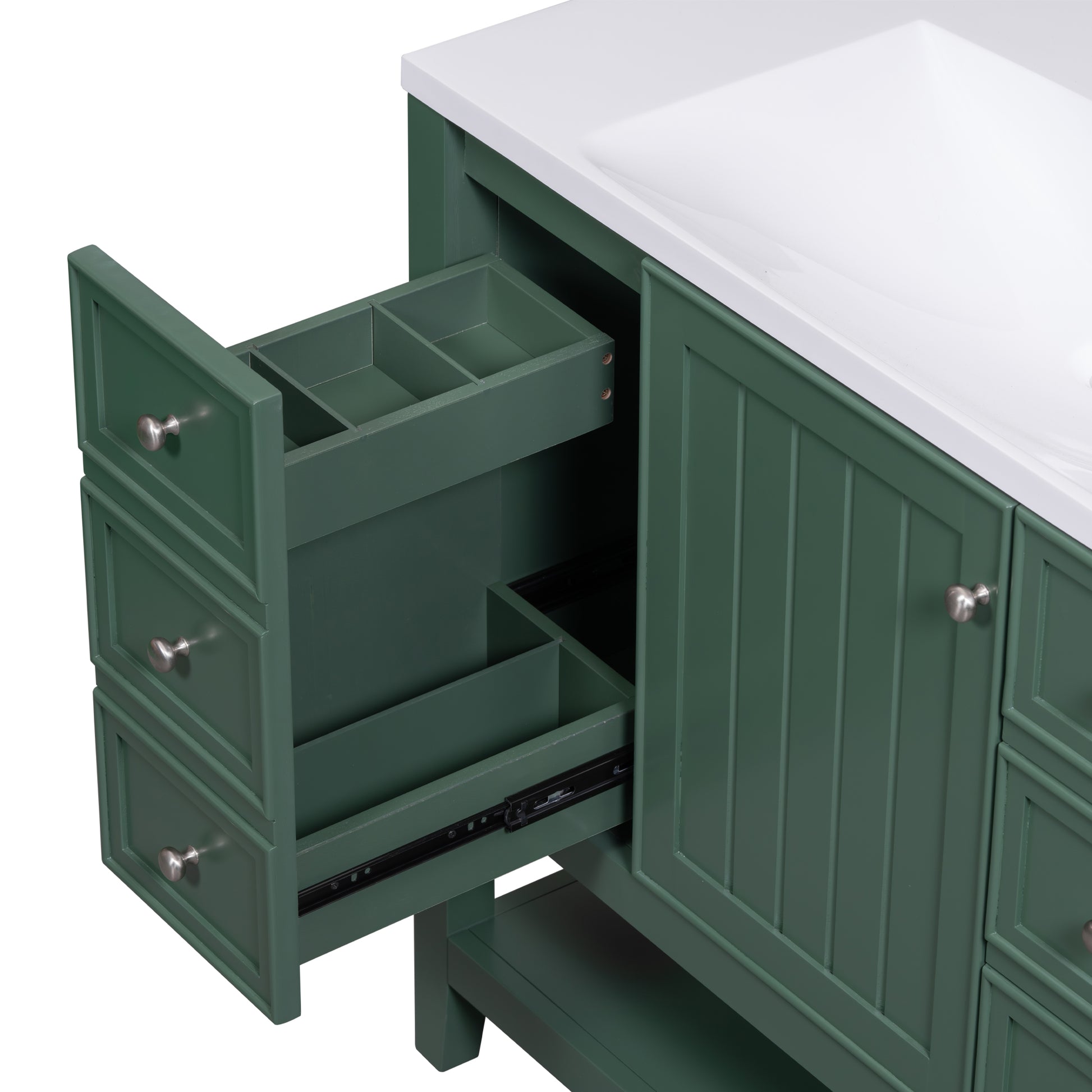 36" Bathroom Vanity With Sink Combo, One Cabinet And Three Drawers, Solid Wood And Mdf Board, Green Old Sku:Sy999505Aag Green Solid Wood Mdf