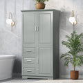 Tall and Wide Storage Cabinet with Doors for Bathroom grey-mdf