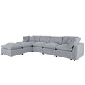 Modern Large U Shape Sectional Sofa, 2 Large Chaise With Removable Ottomans For Living Room Grey Polyester Primary Living Space Pillow Back American Design Polyester 6 Seat