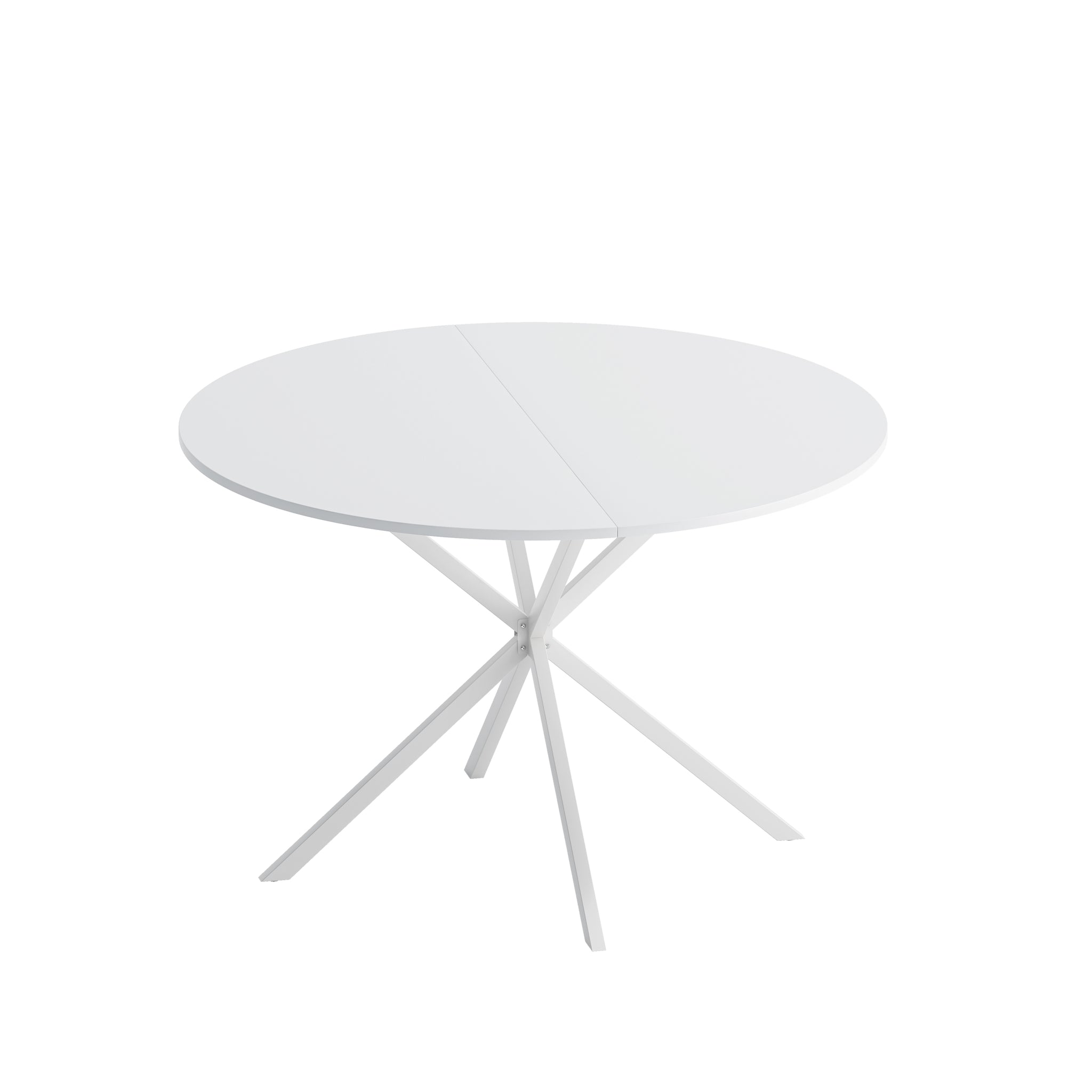 47.24'' Modern Cross Leg Round Dining Table, White Top white-mdf+metal