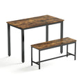 Dining Table Set, Bar Table With 2 Dining Benches, Kitchen Table Counter With Chairs, Industrial For Kitchen Breakfast Table, Living Room, Party Room, Rustic Brown And Black,43.3 L X23.6 W X 29.9 H Rustic Brown Particle Board