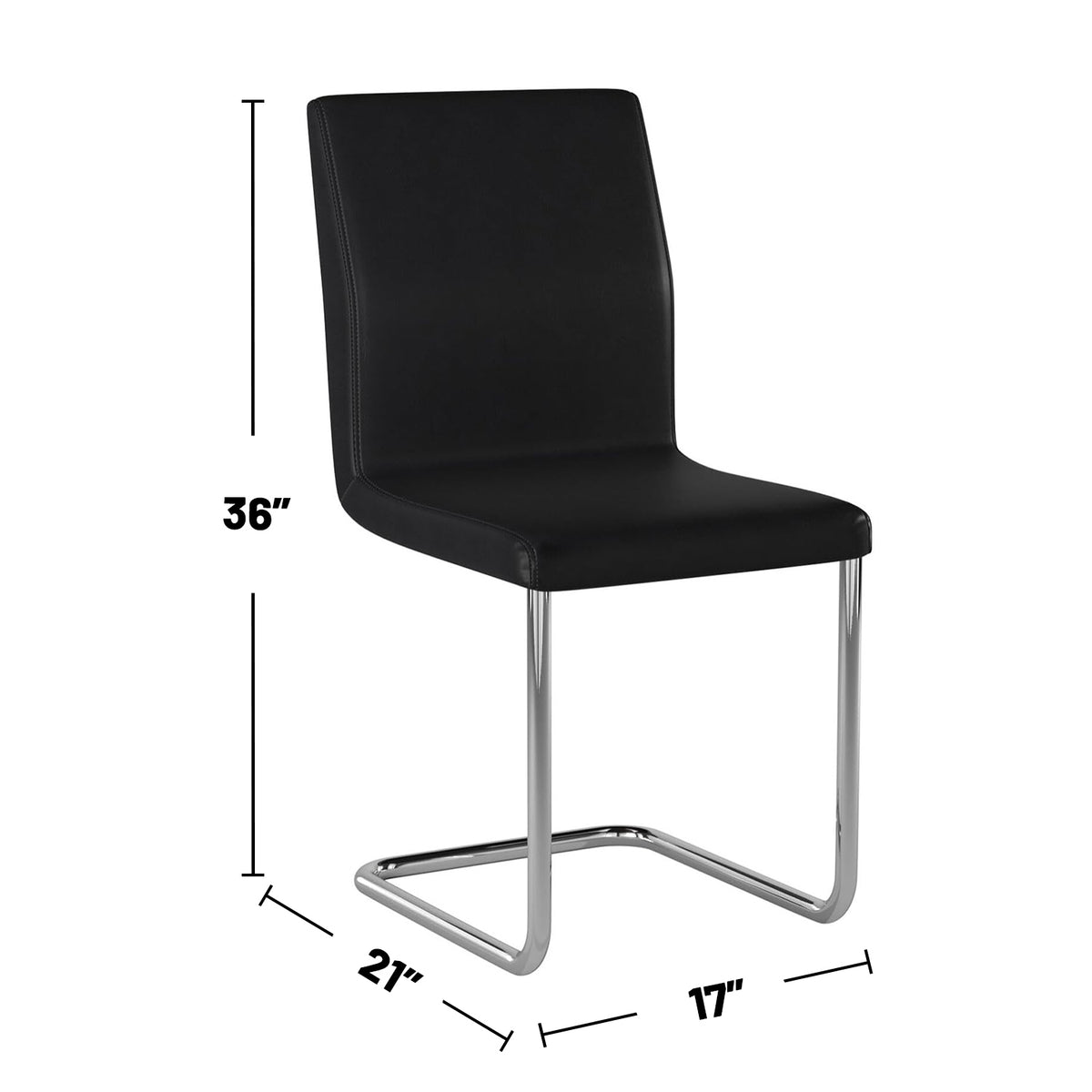 Simple L Chair Set Of 2 Paddedside Chairs With L Shape Leg In Black And Chrome Solid