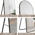 The 4St Generation Of Floor Mounted Full Length Mirrors. Aluminum Alloy Metal Frame Arched Wall Mirror, Bathroom Makeup Mirror, Bedroom Porch, Clothing Store, Wall Mounted.Black 59.8 