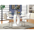 Set Of 2 Paddedcounter Height Chairs In White And Chrome White Dining Room Dining Chairs Faux Leather