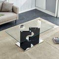 A Rectangular Modern And Fashionable Coffee Table With Tempered Glass Tabletop And Black Mdf Legs. Suitable For Living Room.47.2