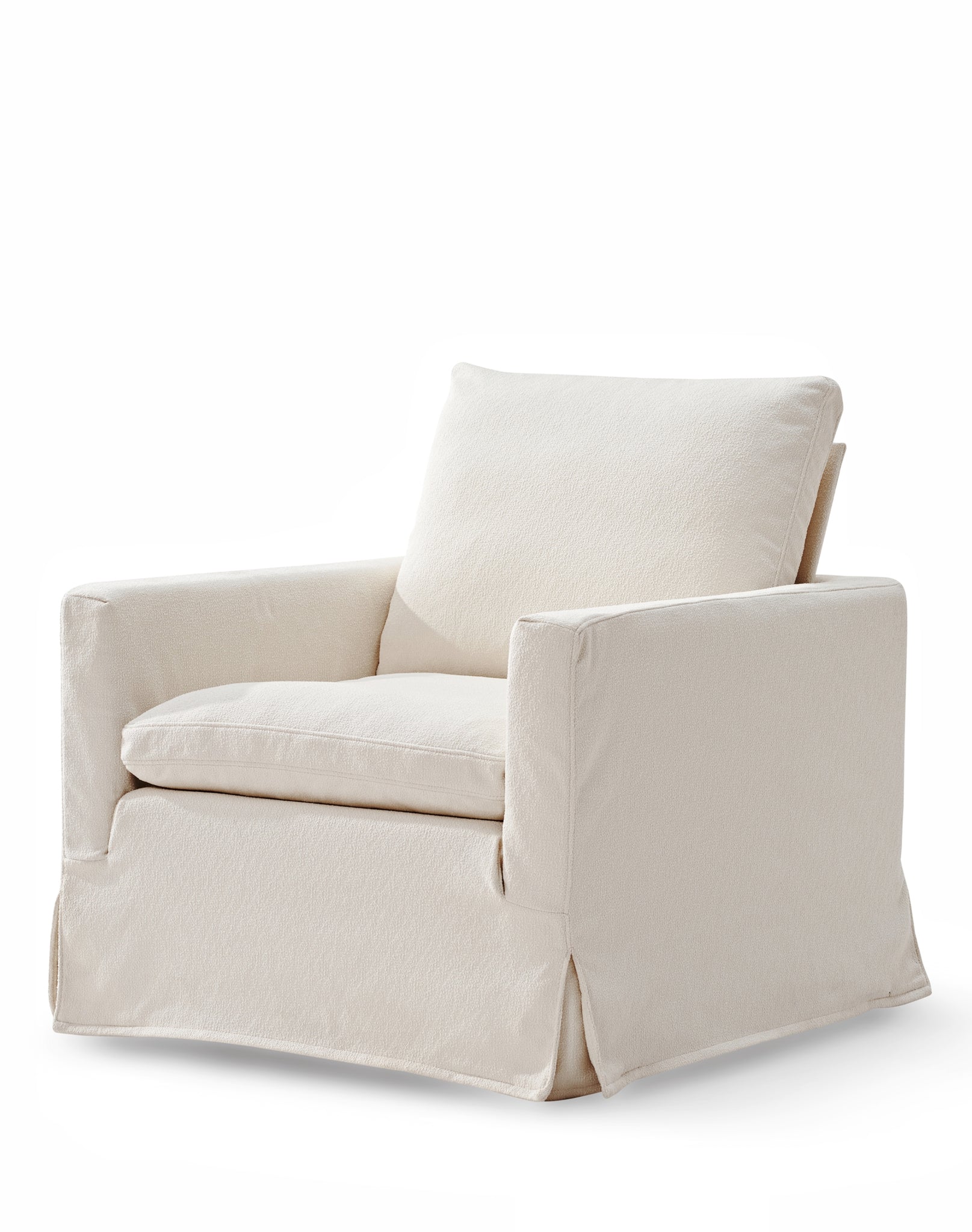 Swivel Chair with Loose Cover, Beige Fabric, Solid beige-primary living