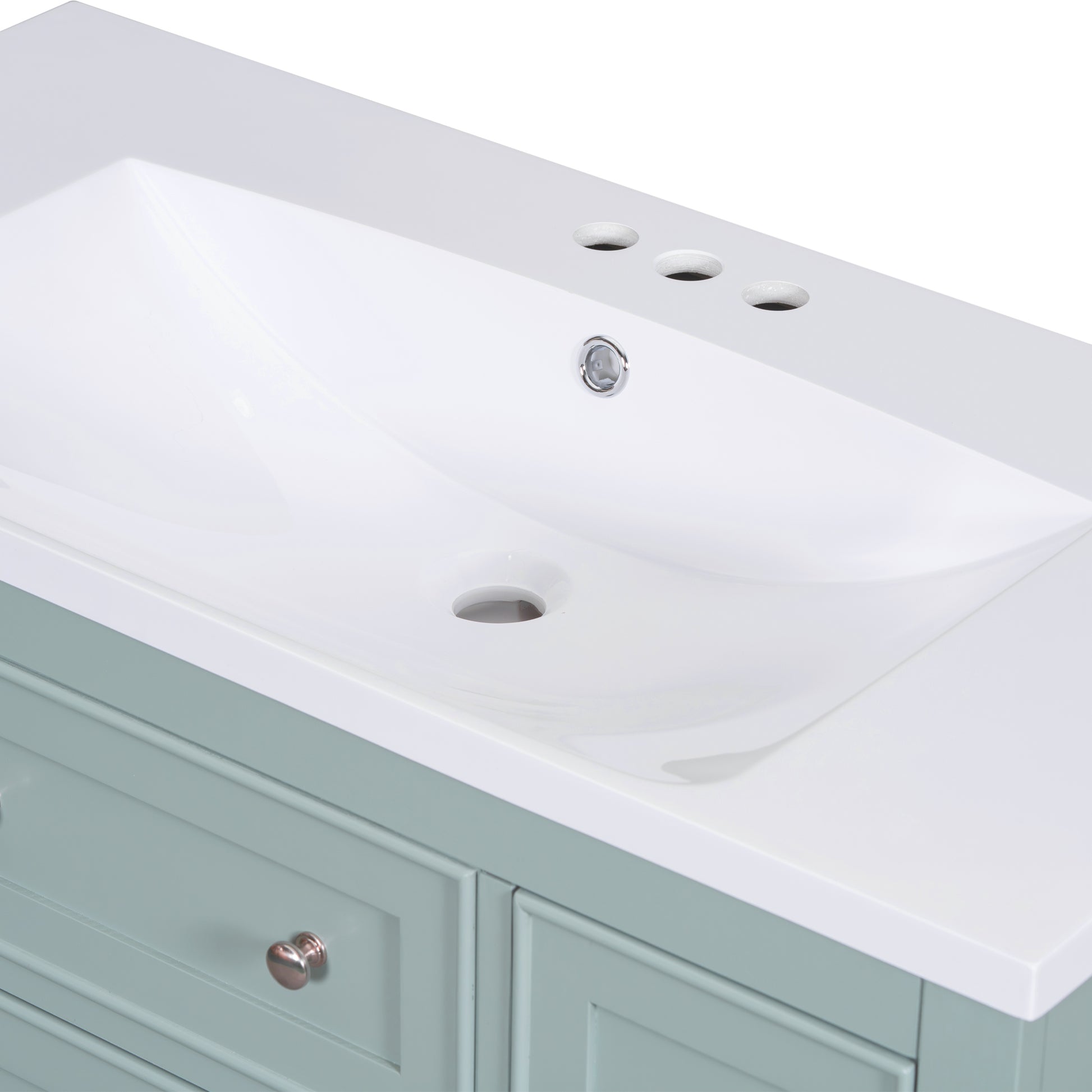 36" Bathroom Vanity With Sink Combo, One Cabinet And Six Drawers, Solid Wood And Mdf Board, Green Old Sku:Sy999404Aag Green Solid Wood Mdf