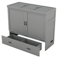Full Size Murphy Bed With Usb Port And A Large Drawer, Gray Gray Solid Wood Mdf