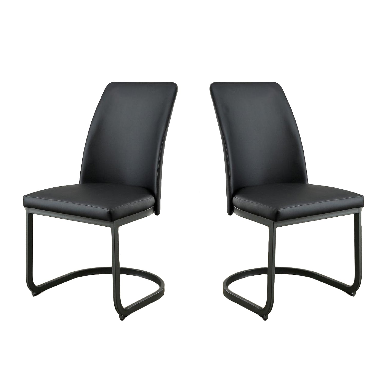 Set Of 2 Padded Blackside Chairs In Dark Gray And Black Finish Solid Black Dining Room Dining Chairs Faux Leather