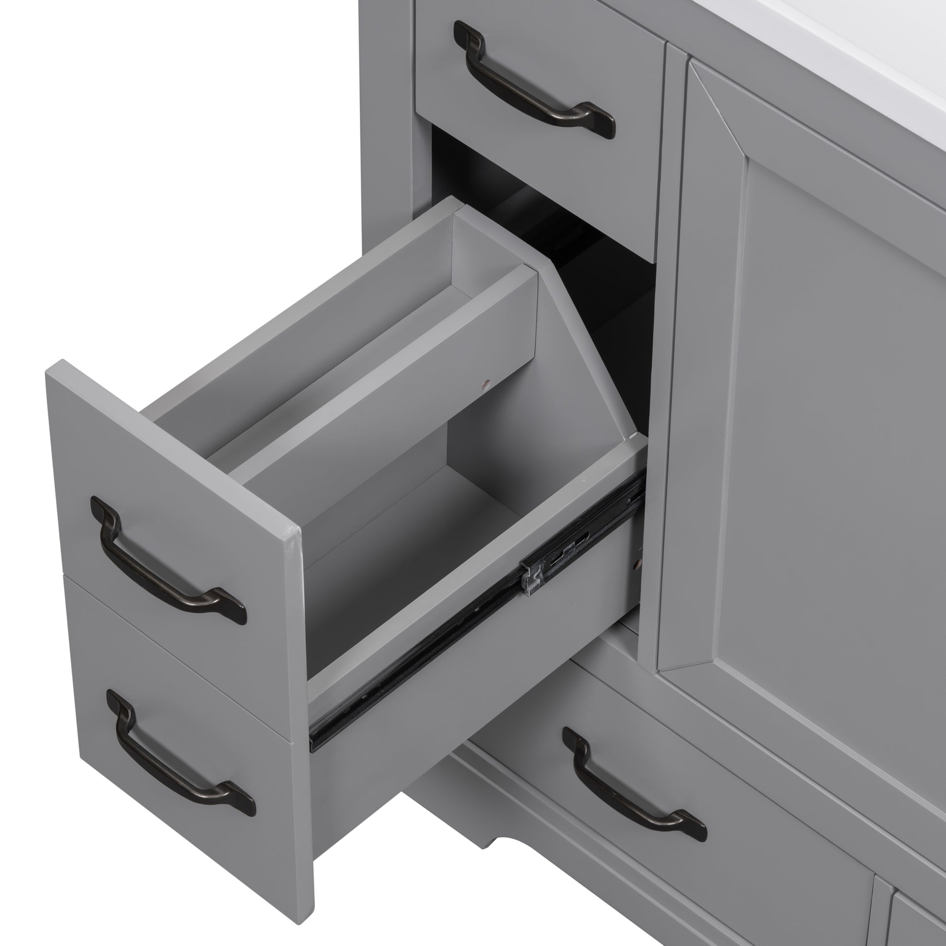 36" Bathroom Vanity With Sink Combo, Six Drawers, Multi Functional Drawer Divider, Adjustable Shelf, Grey Old Sku:Sy999808Aae Grey Solid Wood Mdf