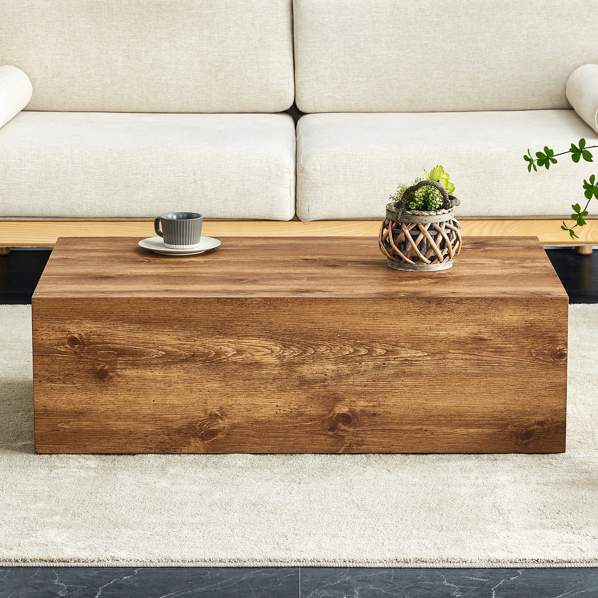 Modern Mdf Coffee Table With Wood Texture Pattern 39.37X23.62X11.81 Inches Stylish And Durable Design Wood Mdf