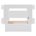 Full Size Wooden Bed With All In One Cabinet, Shelf And Sockets,Twin Size Trundle, White Full White Solid Wood