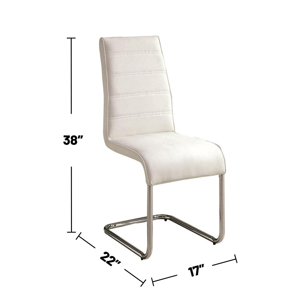 Set Of 2 Padded Whiteside Chiars In Chrome Finish Solid White Dining Room Side Chair Faux Leather