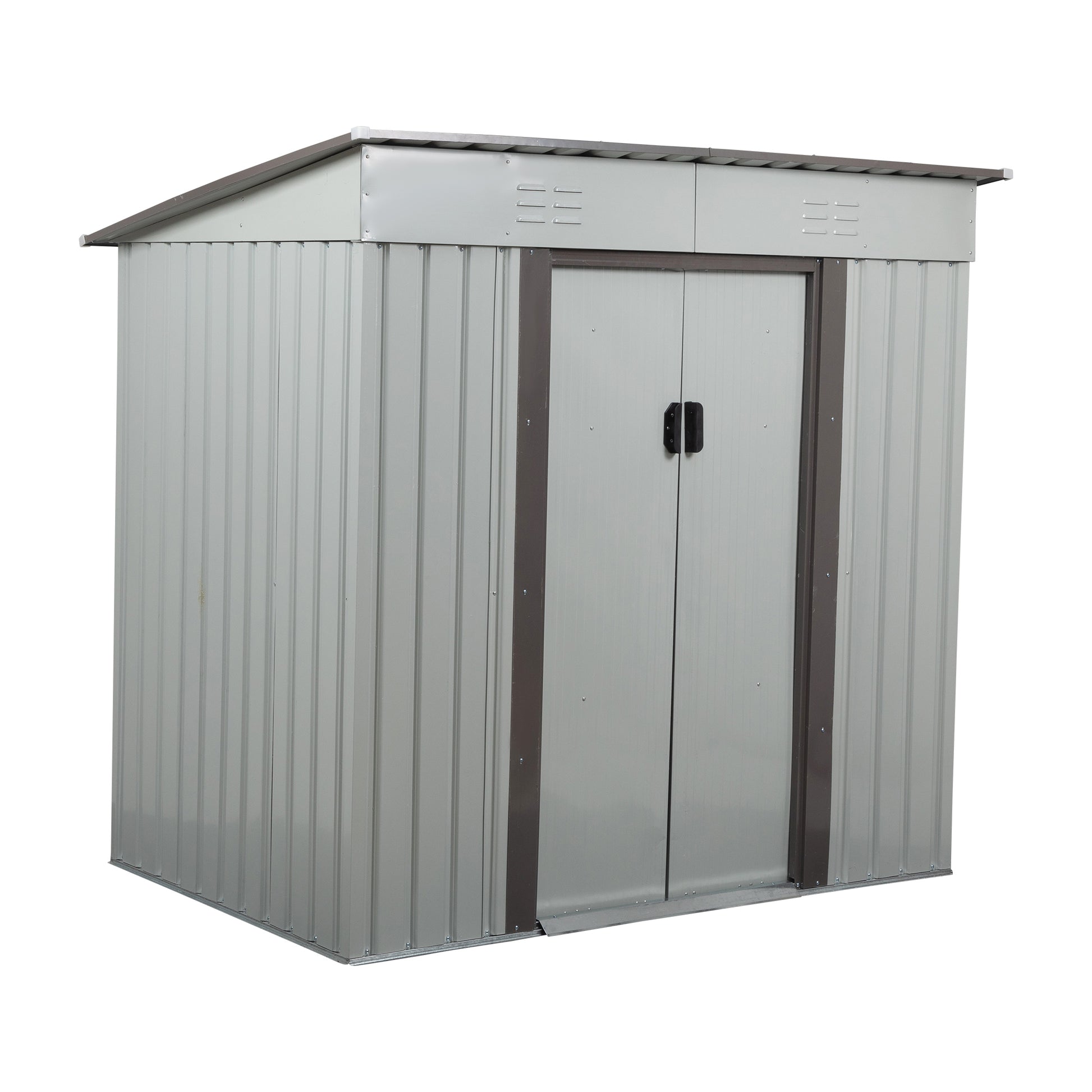 4 X 6 Ft Outdoor Storage Shed, Patio Steel Metal Shed W Lockable Sliding Doors, Vents, House For Backyard Garden Patio Lawn White Metal