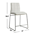 Set Of 2Upholstered Counter Hight Chairs In White And Chrome Solid White Dining Room Side Chair Faux Leather