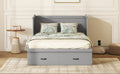 Full Size Murphy Bed With Usb Port And A Large Drawer, Gray Gray Solid Wood Mdf