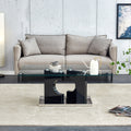 A Rectangular Modern And Fashionable Coffee Table With Tempered Glass Tabletop And Black Mdf Legs. Suitable For Living Room.47.2