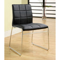 Set Of 2Upholstered Side Chairs In Black And Chrome Solid Black Dining Room Side Chair Faux Leather