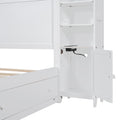 Queen Size Wooden Bed With All In One Cabinet, Shelf And Sockets, White White Solid Wood