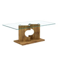 A Rectangular Modern And Fashionable Coffee Table With Tempered Glass Tabletop And Wooden Color Mdf Legs. Suitable For Living Room.47.2