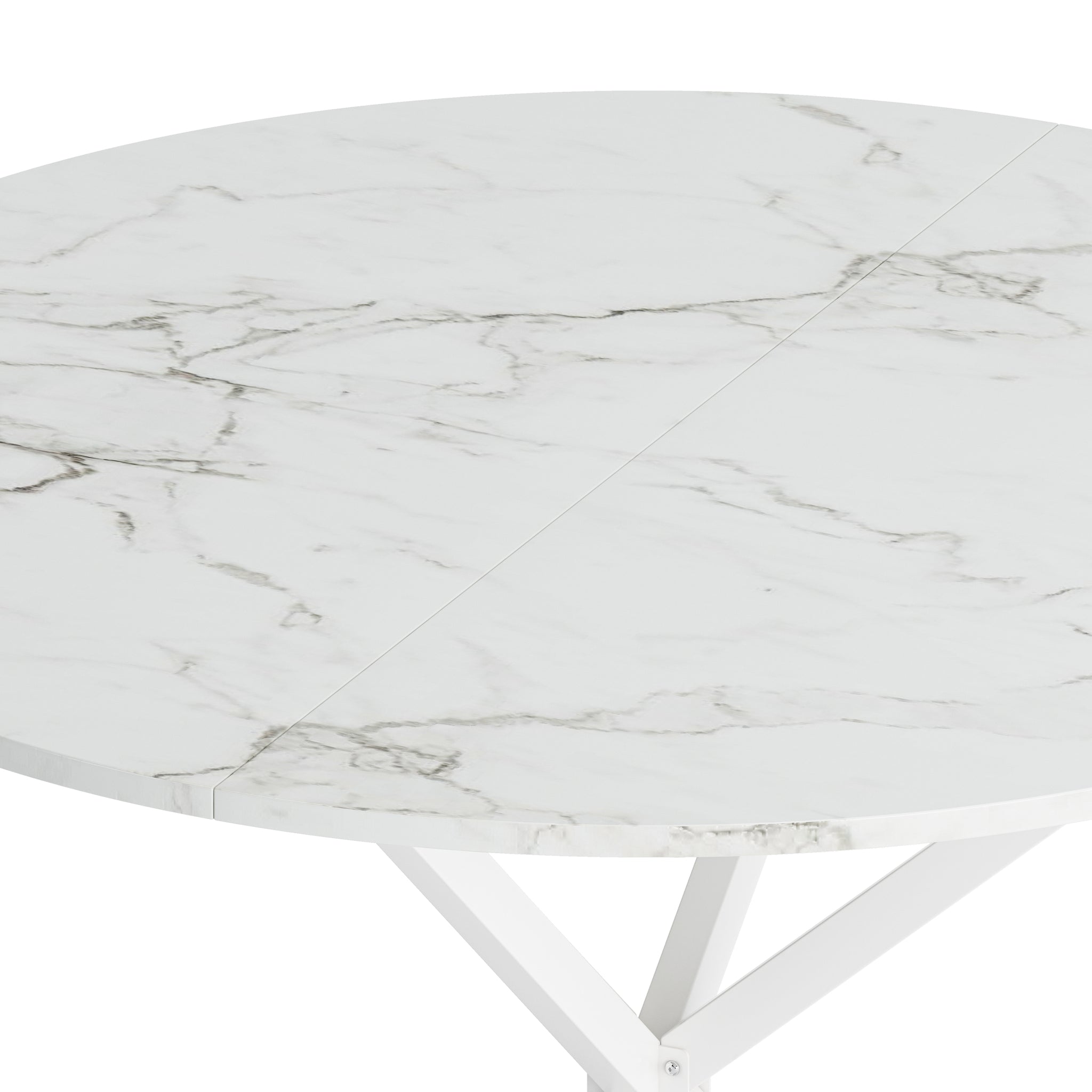 47.24'' Modern Cross Leg Round Dining Table, White white-mdf+metal