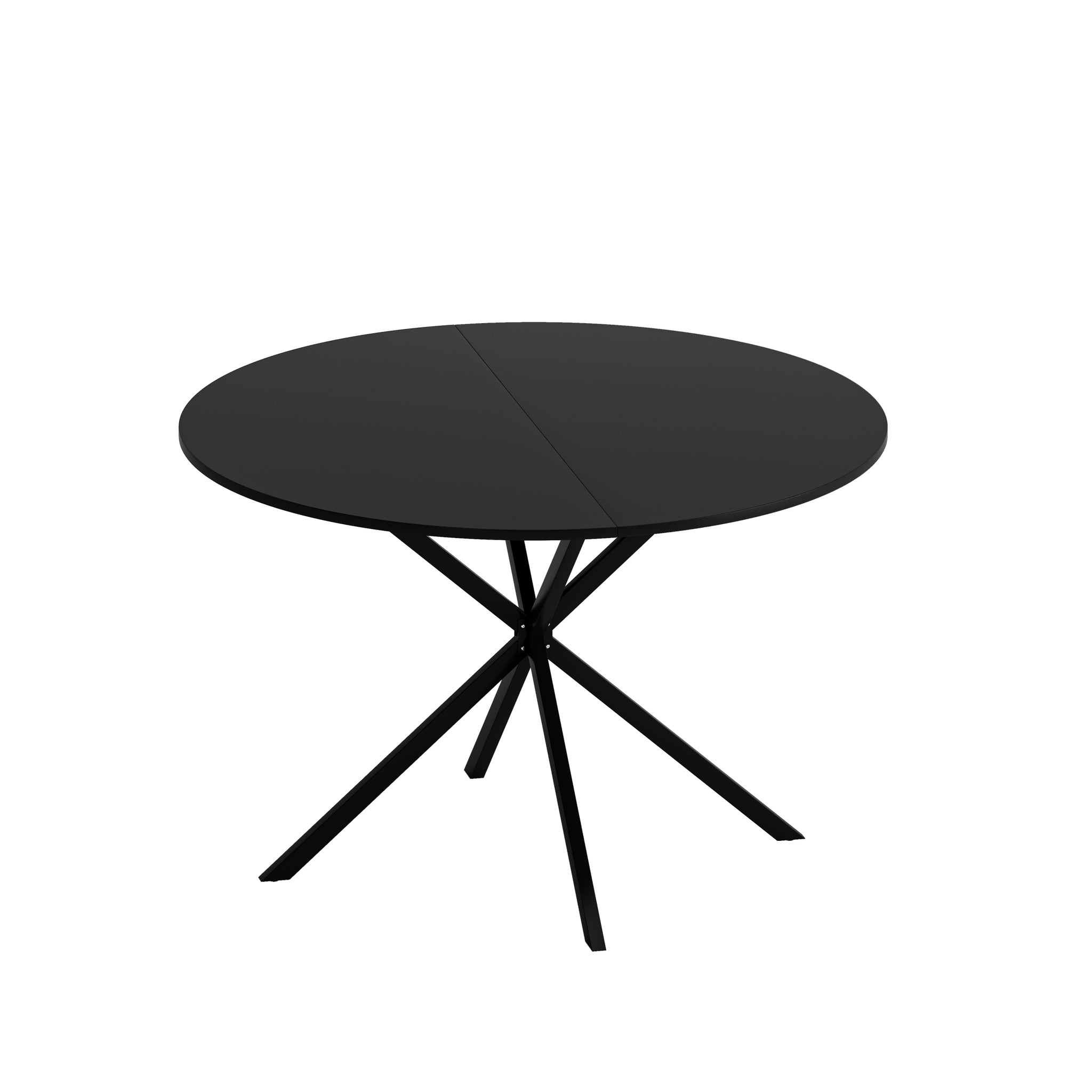 47.24'' Modern Cross Leg Round Dining Table, Black Top black-mdf+metal