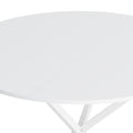 47.24'' Modern Cross Leg Round Dining Table, White Top Occasional Table, Two Piece Removable Top, Matte Finish Iron Legs White Mdf Metal