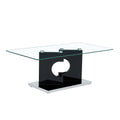 A Rectangular Modern And Fashionable Coffee Table With Tempered Glass Tabletop And Black Mdf Legs. Suitable For Living Room.47.2