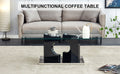 A Rectangular Modern And Fashionable Coffee Table With Tempered Glass Tabletop And Black Mdf Legs. Suitable For Living Room.47.2