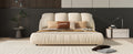 Queen Size Luxury Upholstered Bed With Thick Headboard, Velvet Queen Bed With Oversized Padded Backrest, Beige Expect Arrival Date 2024 4 9 Queen Beige Velvet