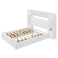 Queen Size Wooden Bed With All In One Cabinet, Shelf And Sockets, White White Solid Wood