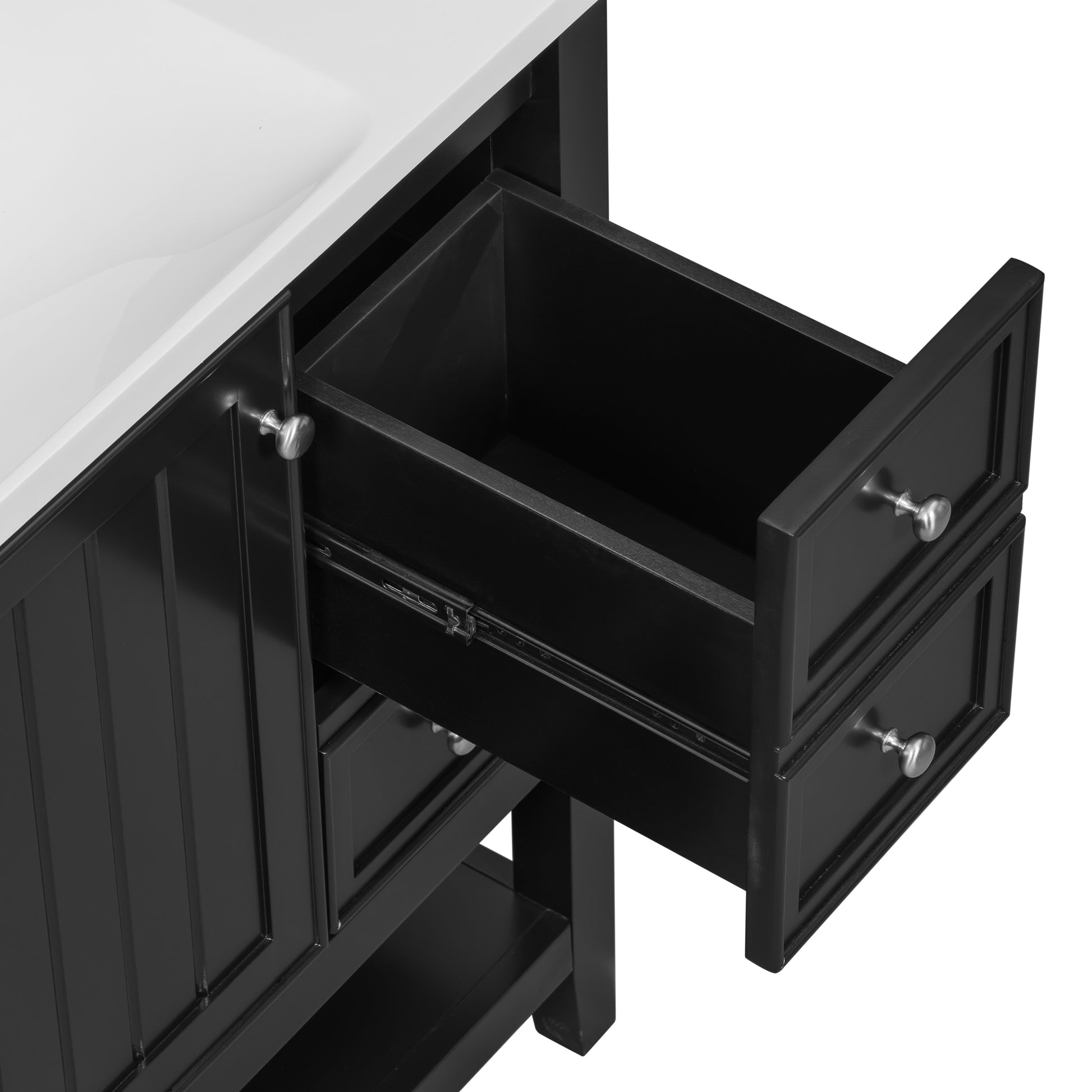 36" Bathroom Vanity With Sink Combo, One Cabinet And Three Drawers, Solid Wood And Mdf Board, Black Old Sku:Sy999505Aab Black Solid Wood Mdf
