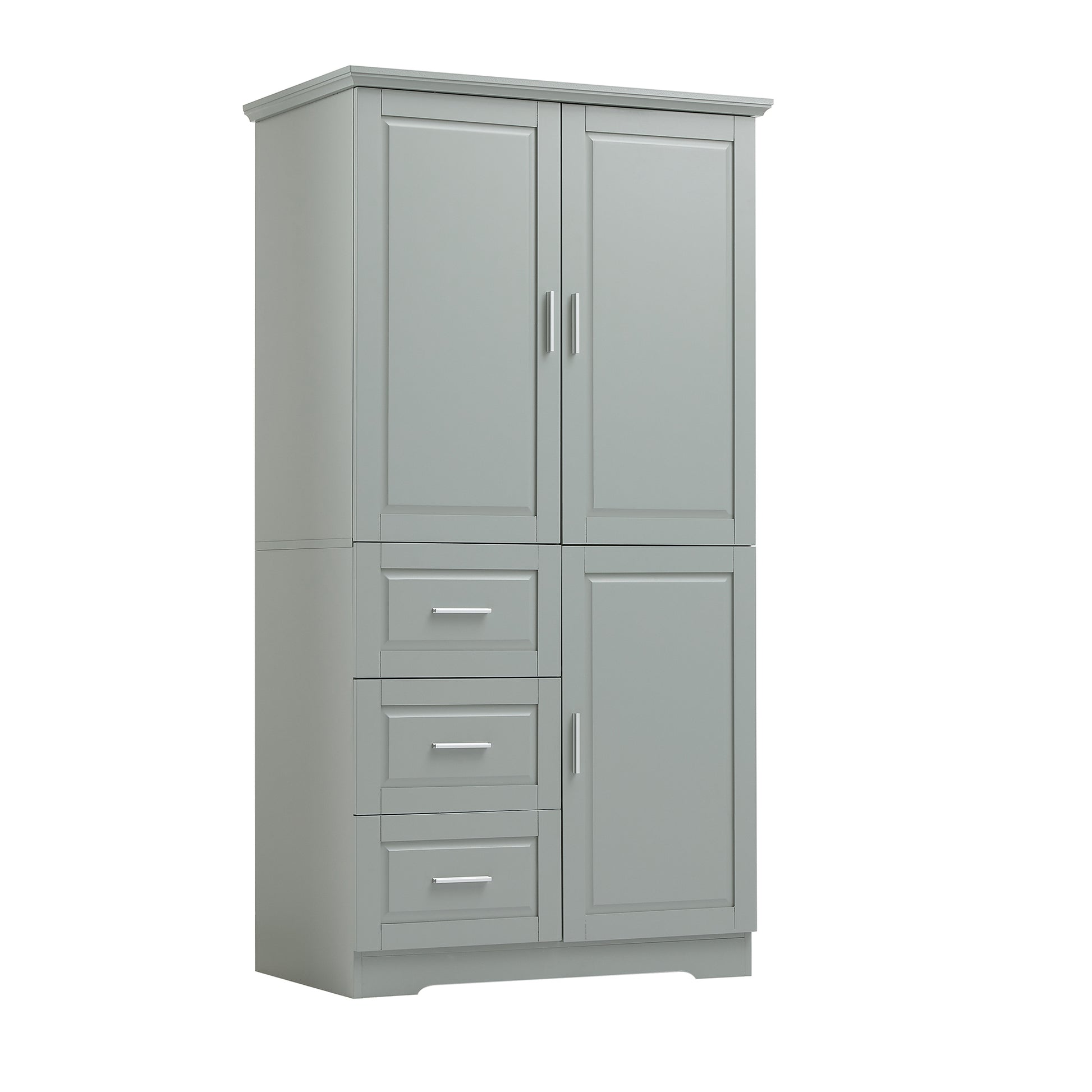 Tall and Wide Storage Cabinet with Doors for Bathroom grey-mdf