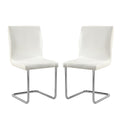 Set Of 2 Padded Whiteside Chairs With L Shape Leg In Chrome Finish Solid White Dining Room Dining Chairs Faux Leather