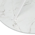 47.24'' Modern Cross Leg Round Dining Table, White Marble Top Occasional Table, Two Piece Removable Top, Matte Finish Iron Legs White Mdf Metal