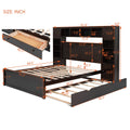 Queen Size Wooden Bed With All In One Cabinet, Shelf And Sockets,Twin Xl Trundle,Espresso Queen Espresso Solid Wood
