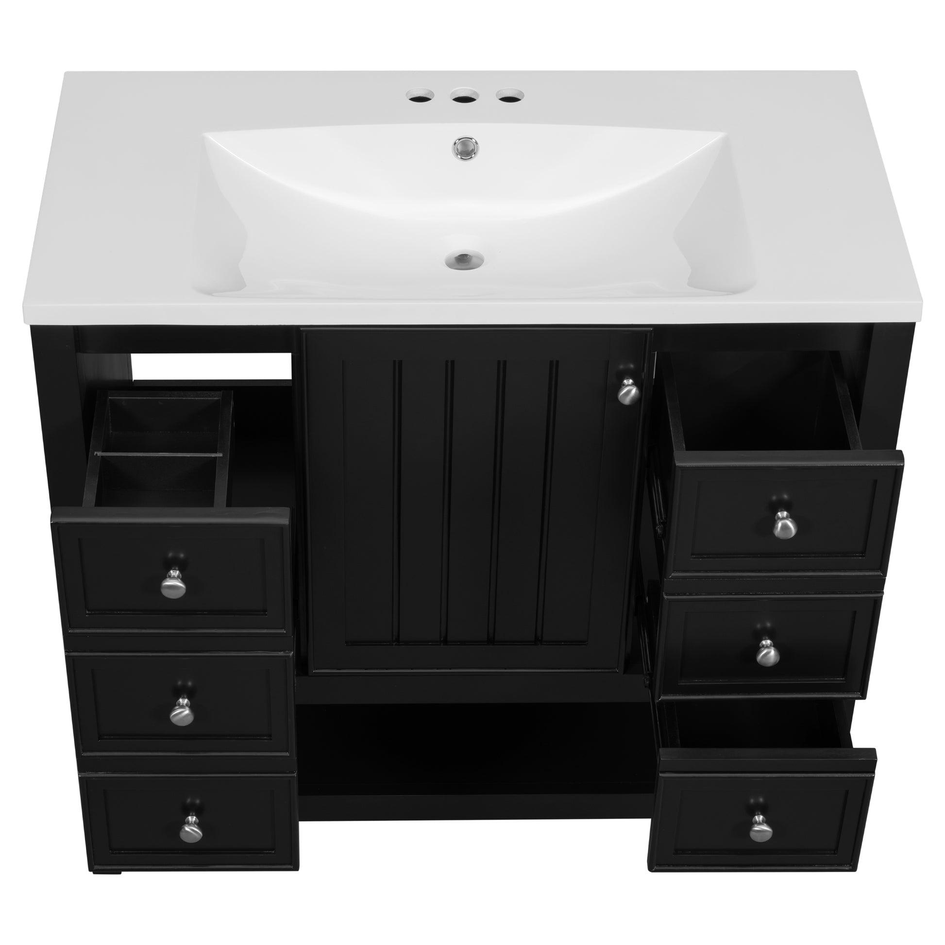 36" Bathroom Vanity With Sink Combo, One Cabinet And Three Drawers, Solid Wood And Mdf Board, Black Old Sku:Sy999505Aab Black Solid Wood Mdf