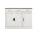 Farmhouse Buffet Cabinet Storage Sideboard With 3 Drawers And 3 Doors For Dining Living Room Kitchen Cupboard White White Mdf